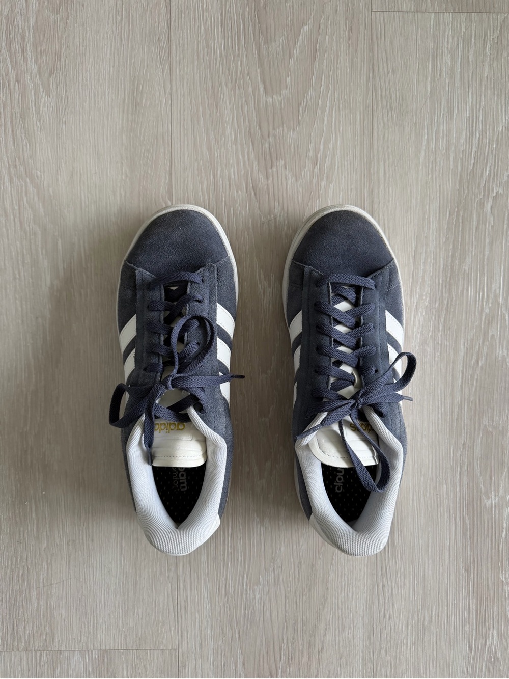 adidas Navy Suede Sneakers with White Stripes